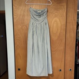 By Together Strapless Dress in Blue and White Stripes